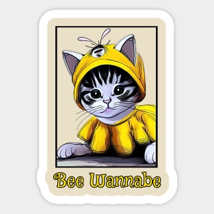 Bee Wannabe Funny Cute Cat Bee Costum Sticker